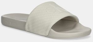 Šľapky Calvin Klein Jeans SLIDE AOP PRINT pánske, béžová farba, YM0YM01269