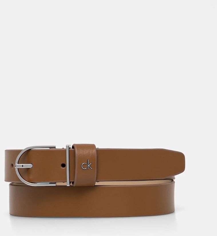 Kožený opasok Calvin Klein dámsky, hnedá farba, K60K613147
