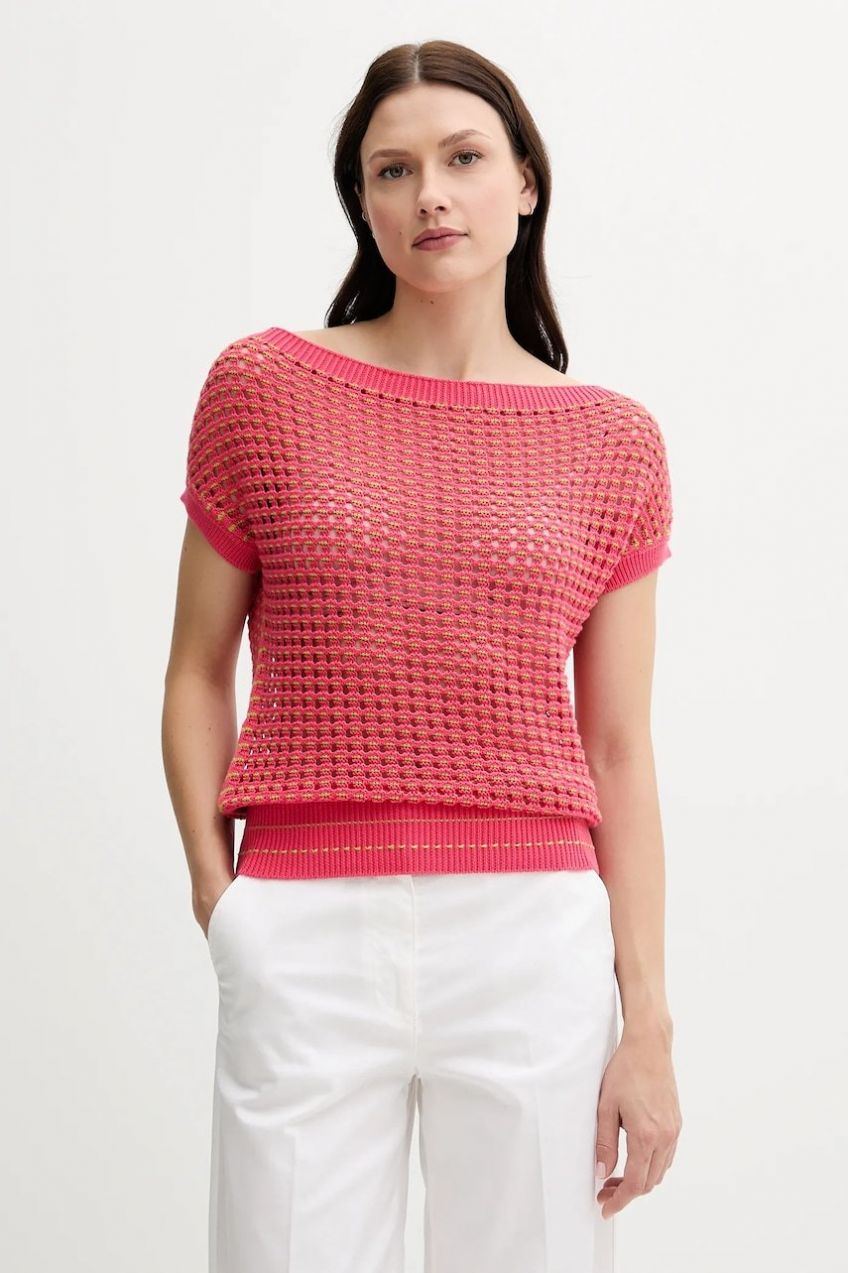 Bavlnený sveter United Colors of Benetton ružová farba, ľahké, 1394E10DW