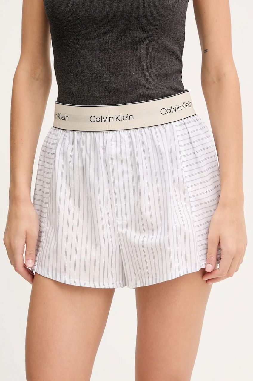 Bavlnené pyžamové šortky Calvin Klein Underwear biela farba, bavlnené, LV00QS7519