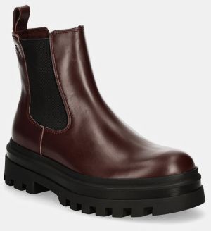 Kožené topánky chelsea Calvin Klein Jeans LUGGED CHELSEA BOOT LTH pánske, bordová farba, YM0YM01069