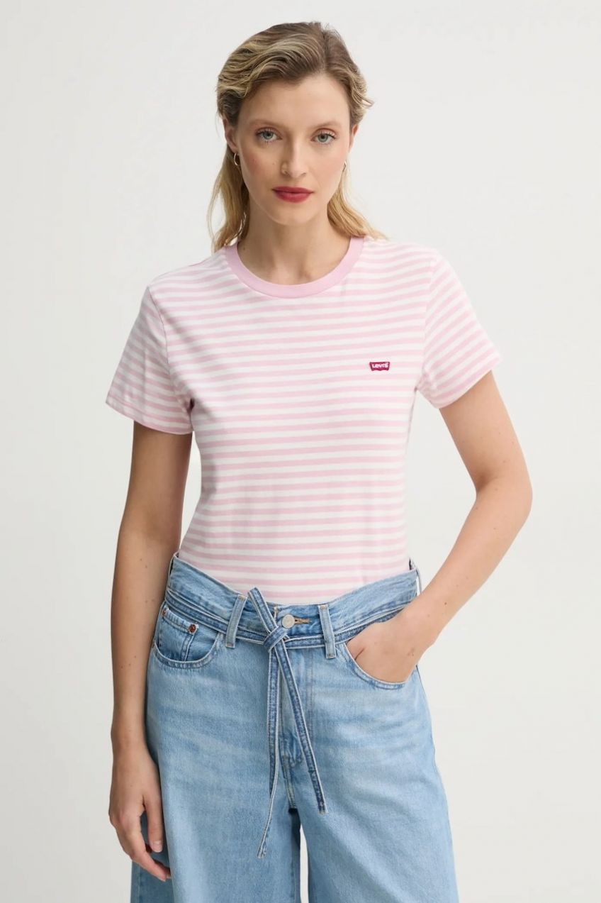 Bavlnené tričko Levi's LSE_PERFECT TEE dámske, ružová farba, A3116