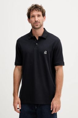 Bavlnené polo tričko Armani Exchange čierna farba, jednofarebné, XM000367 AF13022