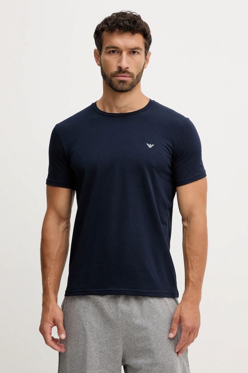 Tričko Emporio Armani Underwear 2-pak pánske, čierna farba, melanžové, EM000391 AF10776