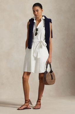 Bavlnené šaty Polo Ralph Lauren biela farba, mini, áčkový strih, 211906437