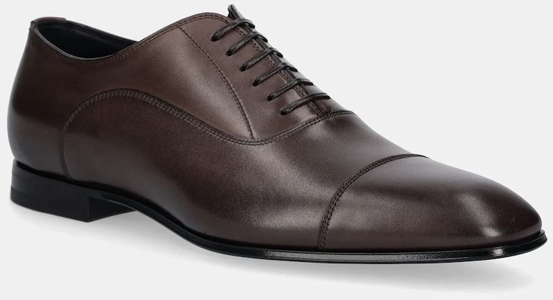 Kožené poltopánky BECKHAM x BOSS hnedá farba, 50546774