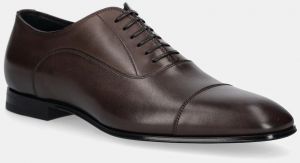 Kožené poltopánky BECKHAM x BOSS hnedá farba, 50546774