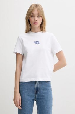 Bavlnené tričko Calvin Klein Jeans dámske, biela farba, LV047B851G