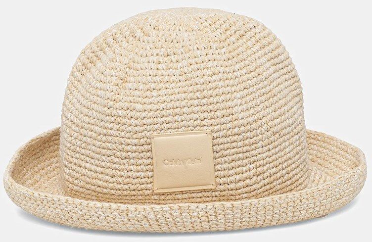 Bavlnený klobúk Calvin Klein béžová farba, bavlnený, LV04K5064G