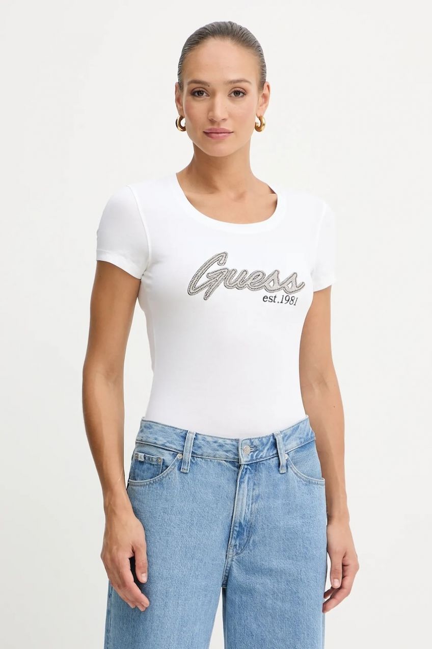 Tričko Guess dámske, biela farba, W5YI16 J1314