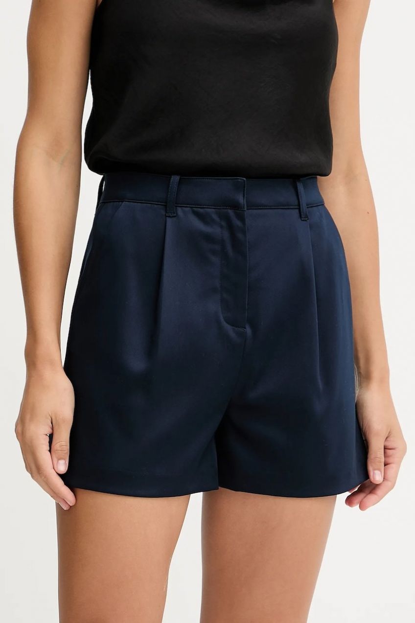 Šortky Guess APOLLINE tmavomodrá farba, jednofarebná, vysoký pás, W5YD13 WHG92