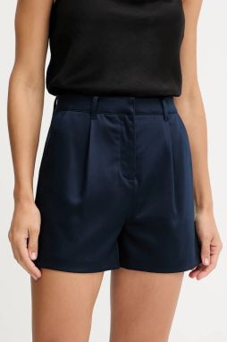 Šortky Guess APOLLINE tmavomodrá farba, jednofarebná, vysoký pás, W5YD13 WHG92