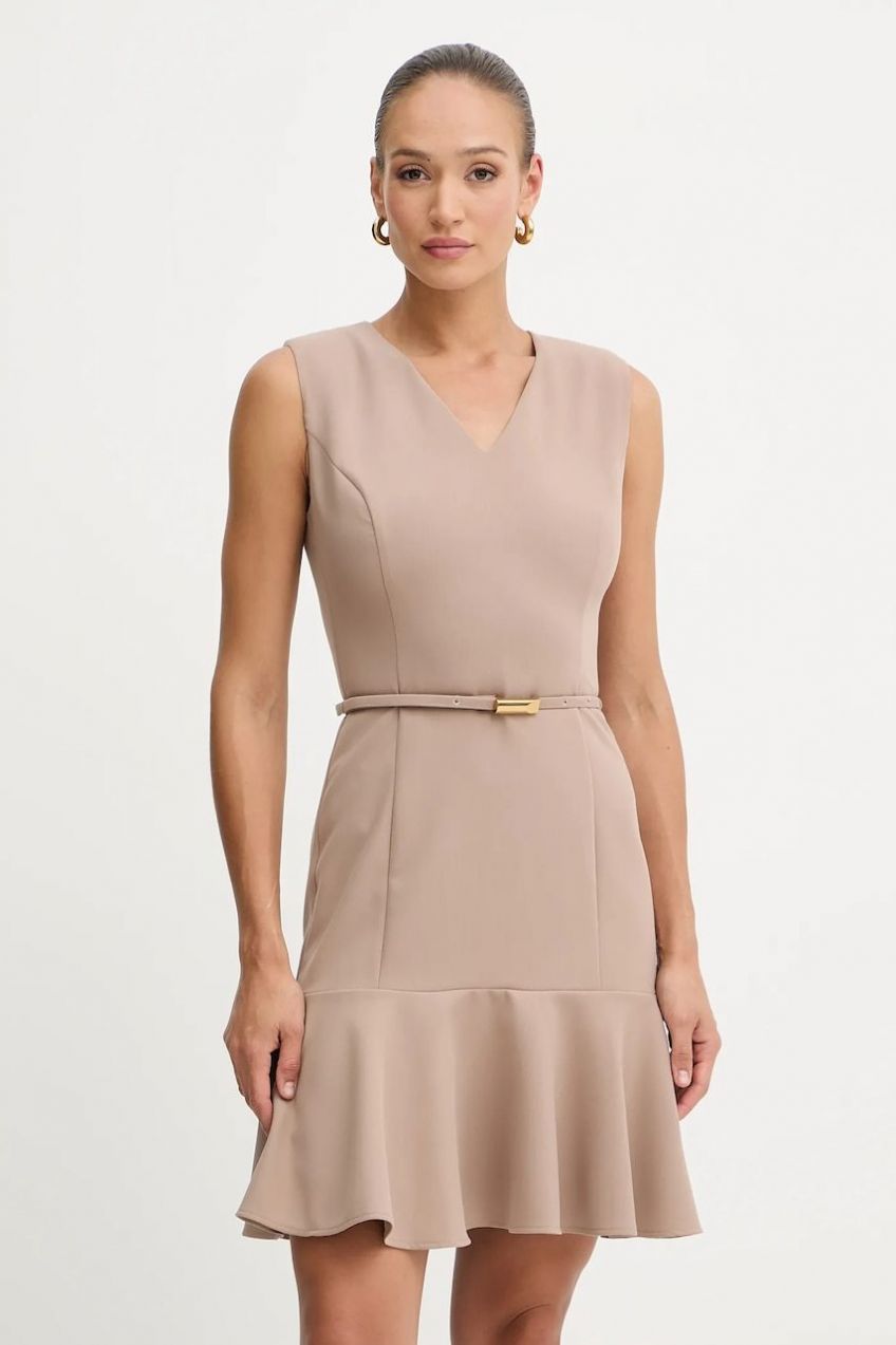 Šaty Marciano Guess DALIA béžová farba, mini, áčkový strih, 5BGK17 7046A