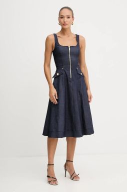 Rifľové šaty Marciano Guess tmavomodrá farba, mini, áčkový strih, 5YPK74 7457A