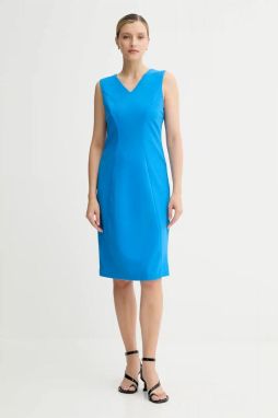 Šaty Calvin Klein modrá farba, mini, rovný strih, LV044C063G