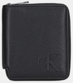 Kožená peňaženka Calvin Klein čierna farba, LV04D1077G