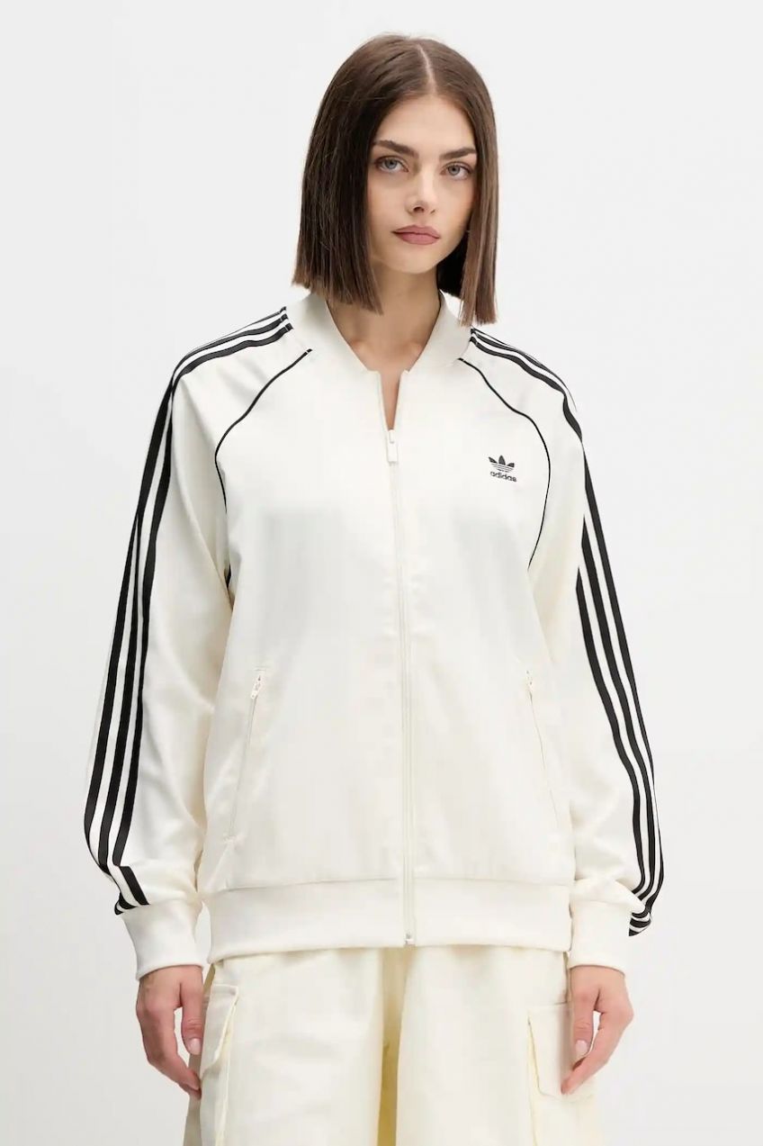 Mikina adidas Originals Sst Satin Tt béžová farba, s nášivkou, KH1567