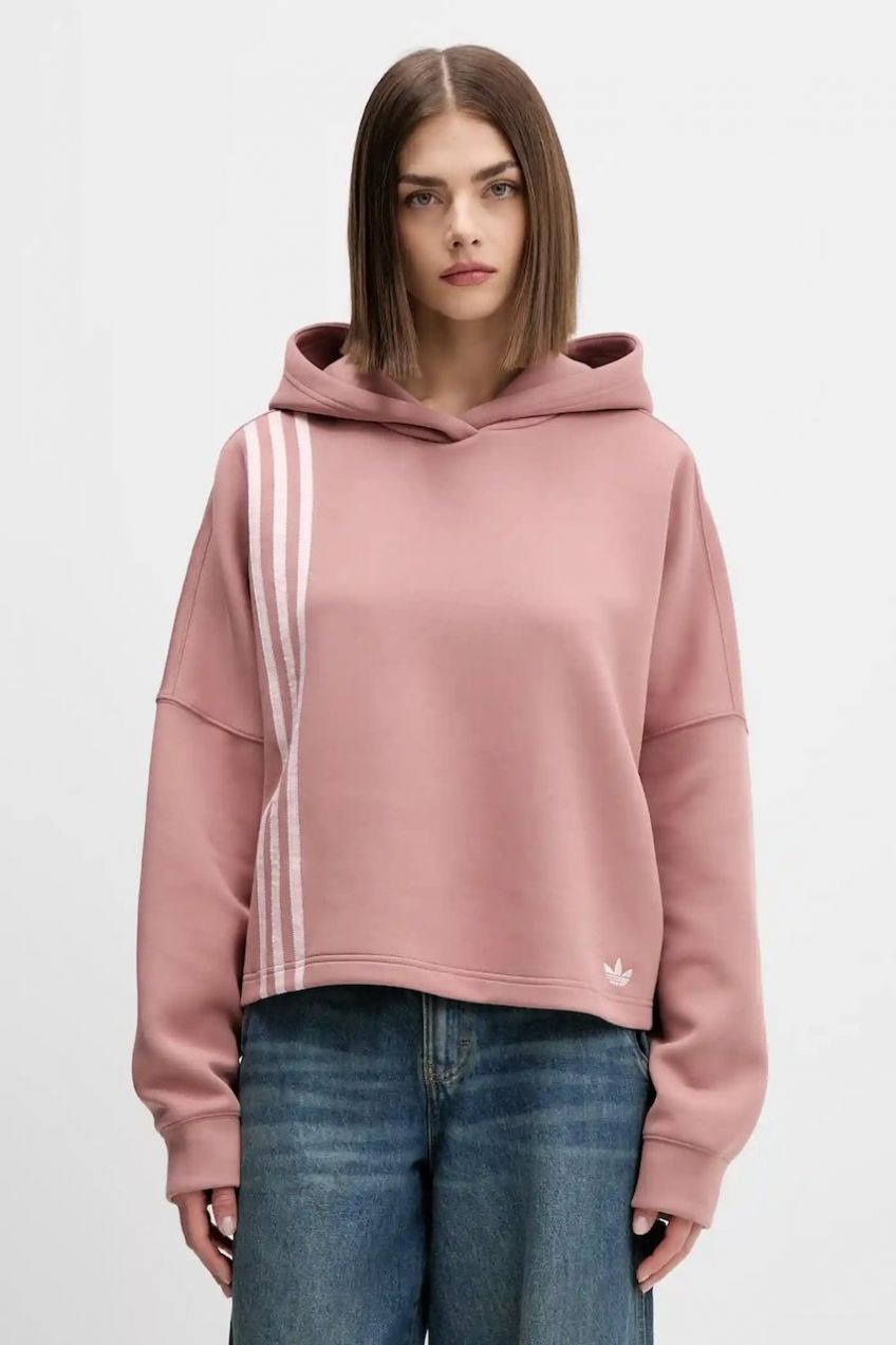 Mikina adidas Originals 3-Stripes oranžová farba, s kapucňou, s nášivkou, JW3601