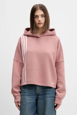 Mikina adidas Originals 3-Stripes oranžová farba, s kapucňou, s nášivkou, JW3601