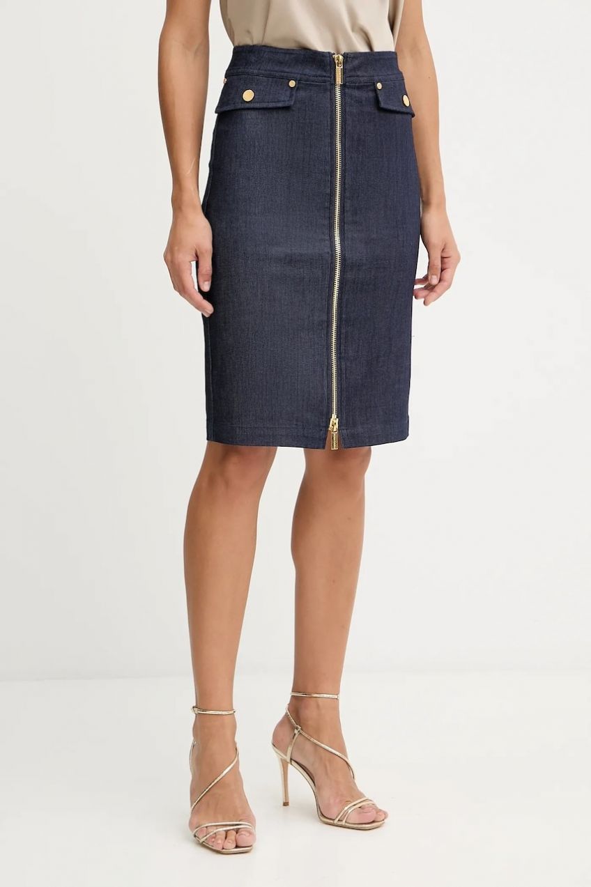 Rifľová sukňa Marciano Guess tmavomodrá farba, mini, rovný strih, 5YPD40 7457A