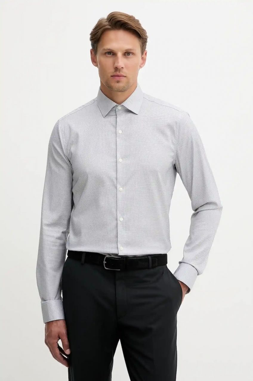Košeľa Calvin Klein modrá farba, slim, s talianskym golierom, LV019EU057