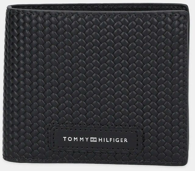 Kožená peňaženka Tommy Hilfiger čierna farba, AM0AM13732