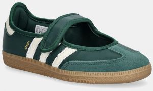 Detské kožené balerínky adidas Originals Samba Jane W zelená farba, JR7340