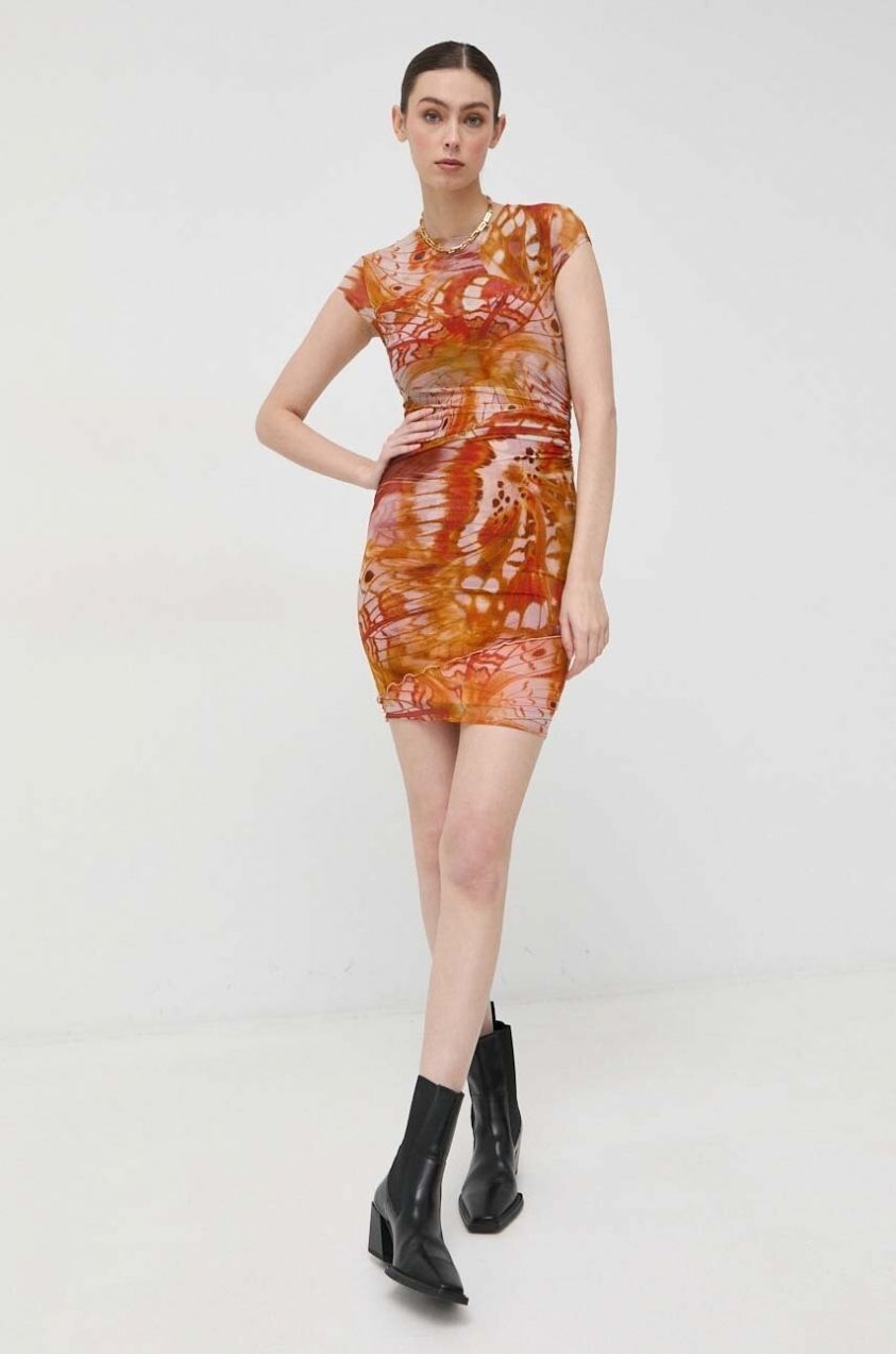 Šaty Guess AIDA oranžová farba, mini, priliehavé, W3GK89 KBAH2