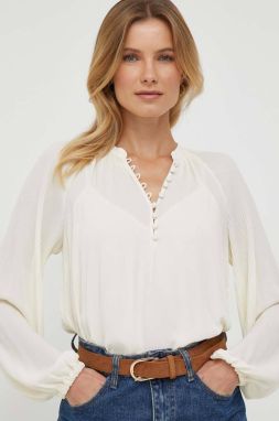 Blúzka Lauren Ralph Lauren dámska,béžová farba,jednofarebná,200909387