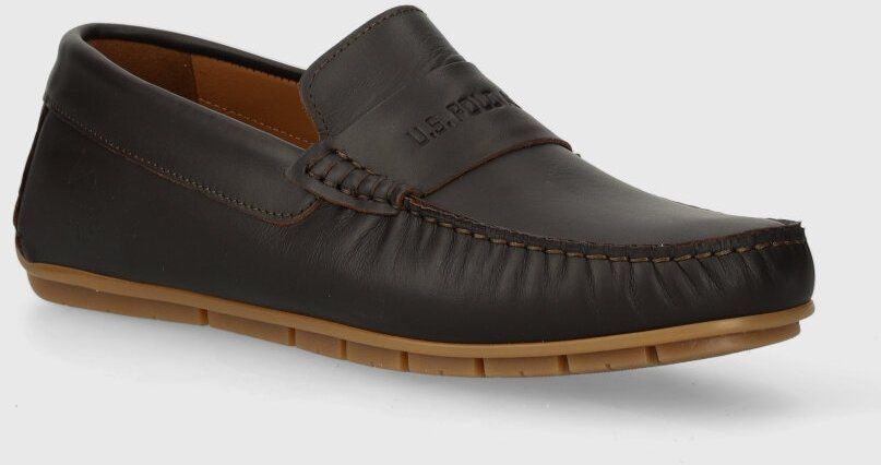 Kožené mokasíny U.S. Polo Assn. RIVER pánske, hnedá farba, RIVER003M 4L1