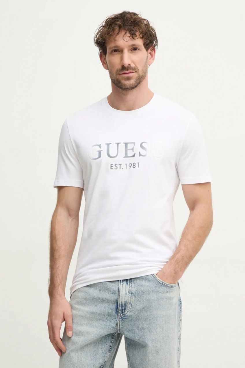 Tričko Guess pánske, biela farba, s potlačou, M5RI12 J1314