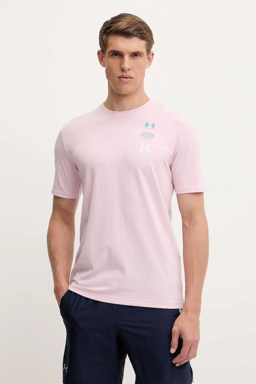 Tréningové tričko Under Armour fialová farba, s potlačou, 1390165