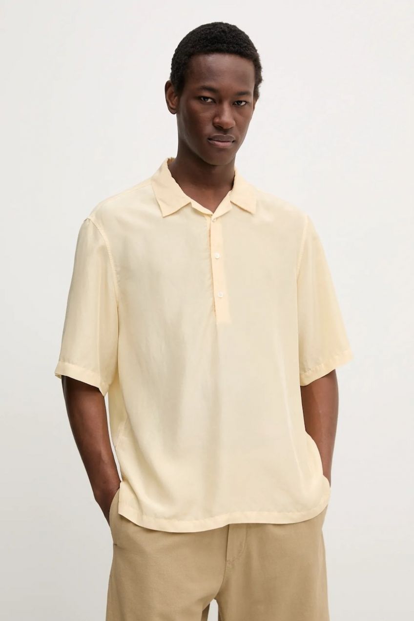 Polo tričko s prímesou hodvábu BARENA VENEZIA Camicia Mola pánske, žltá farba, jednofarebné, CAU5072.4134