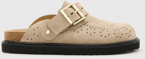 Semišové šľapky AllSaints Skye Mule béžová farba, W046FC