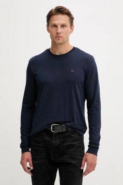 Bavlnené tričko s dlhým rukávom Tommy Jeans 2-pak tmavomodrá farba, jednofarebné, DM0DM22148