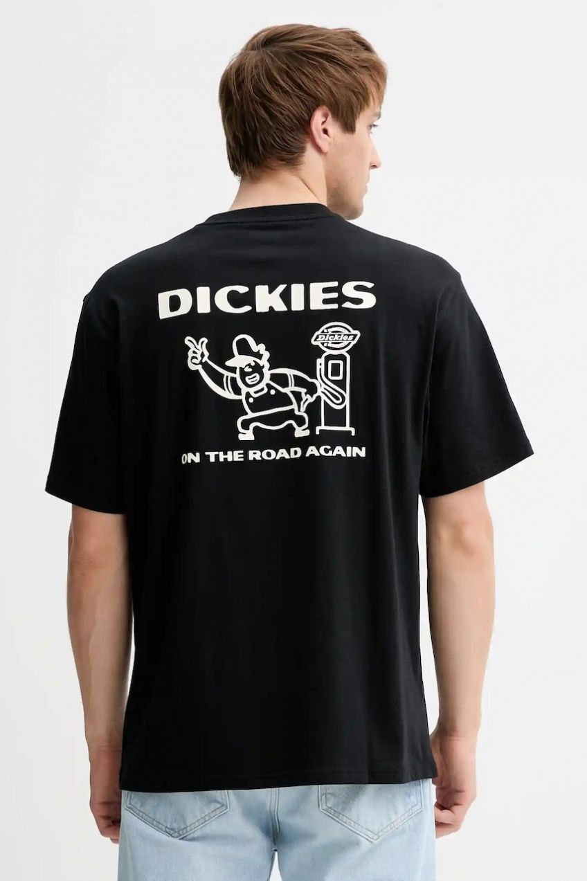 Bavlnené tričko Dickies pánske, čierna farba, vzorované, DK0A87QI