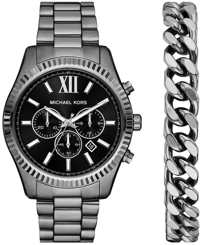 Hodinky a náramok Michael Kors strieborná farba, MK9217SET