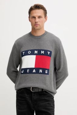 Bavlnený sveter Tommy Jeans šedá farba, ľahký, DM0DM22105