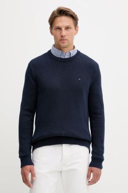 Bavlnený sveter Tommy Jeans tmavomodrá farba, ľahký, DM0DM21787