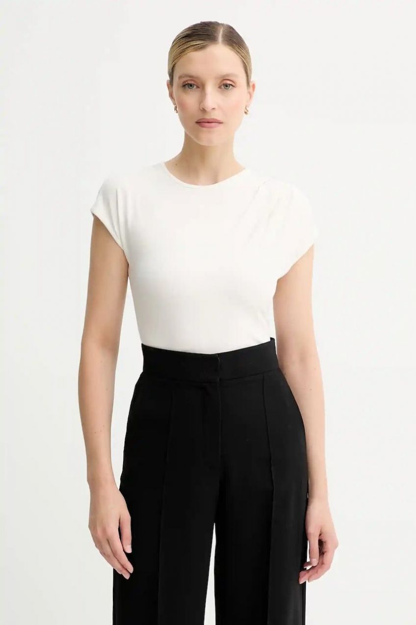 Tričko Calvin Klein dámske, béžová farba, LV047B275G