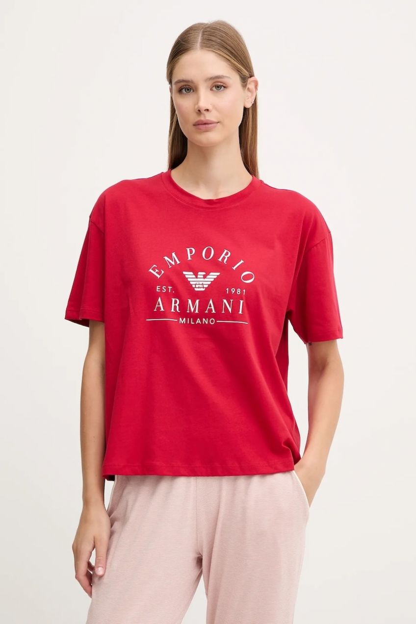 Bavlnené elegantné tričko Emporio Armani Underwear červená farba, EW001898 AF15345