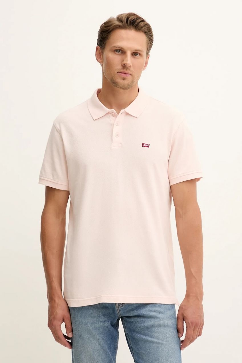 Bavlnené polo tričko Levi's ružová farba, jednofarebné, 35883