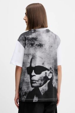 Bavlnené tričko Karl Lagerfeld Jeans dámske, biela farba, A4W17096