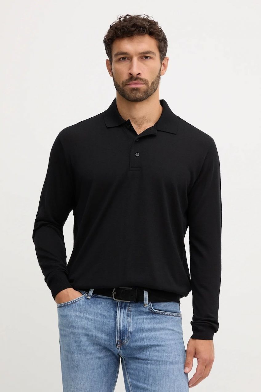 Vlnený sveter Paul&Shark Knitwear čierna farba, ľahký, 99311017