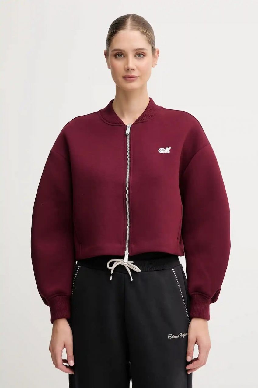 Mikina Calvin Klein Jeans bordová farba, s nášivkou, LV047C524G