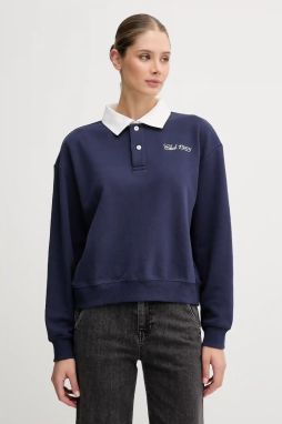 Mikina United Colors of Benetton tmavomodrá farba, s nášivkou, 3WNWD3011