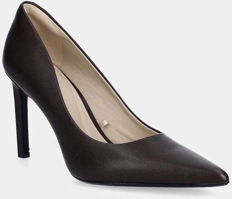Kožené lodičky Calvin Klein ESS STILETTO 90 bordová farba, HW0HW02608
