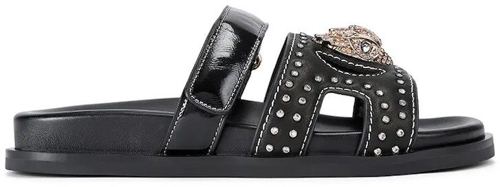 Kožené šľapky Kurt Geiger London Eagle Stud Cut Out Sdl čierna farba, 4734209139