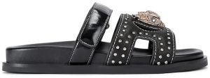Kožené šľapky Kurt Geiger London Eagle Stud Cut Out Sdl čierna farba, 4734209139