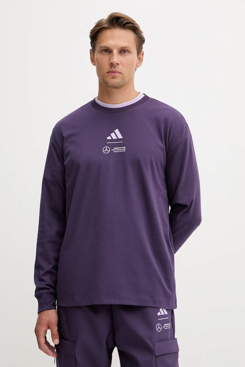 Tričko s dlhým rukávom adidas x Mercedes fialová farba, s potlačou, JX8812